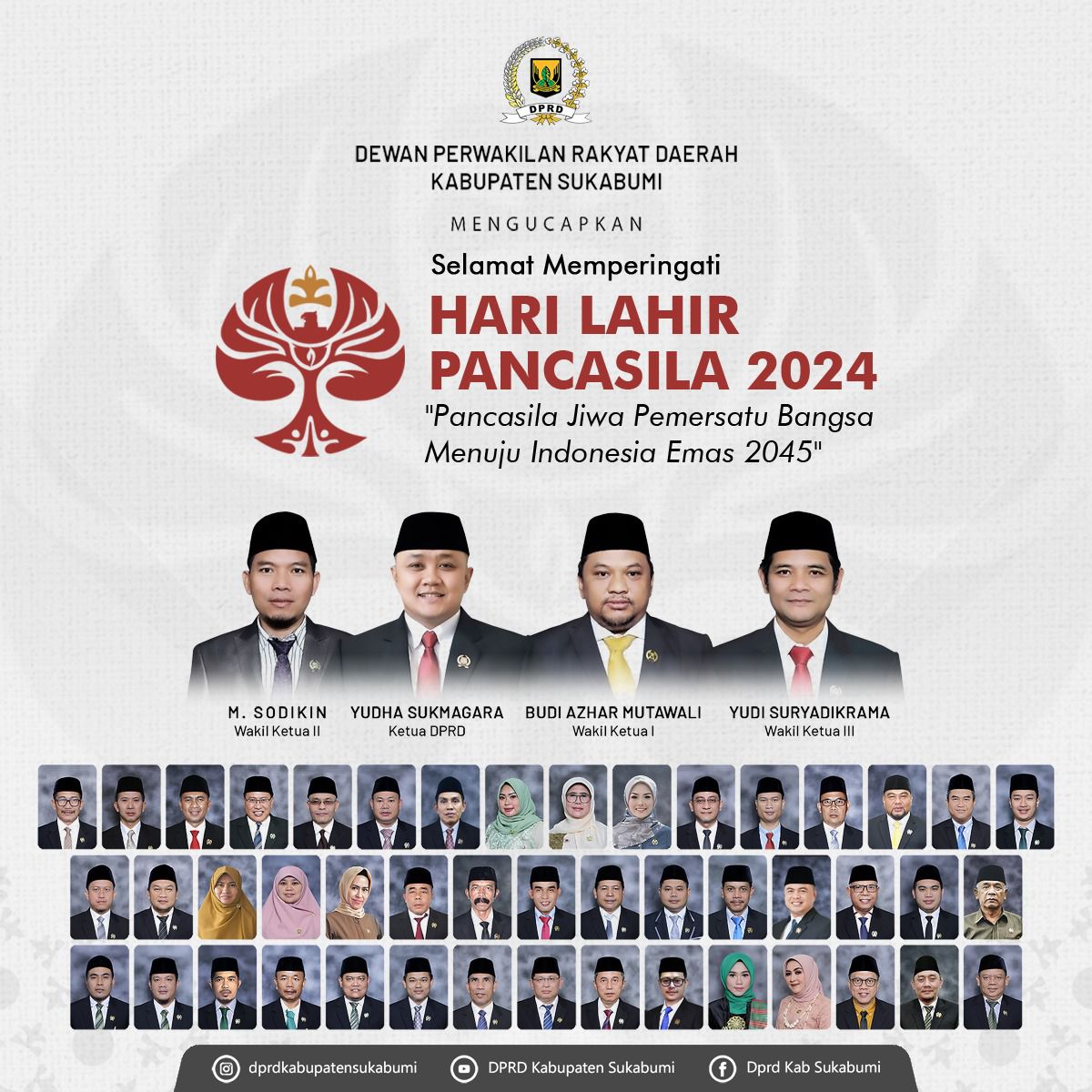 DPRD Kabupaten Sukabumi Mengucapkan Selamat Memperingati Hari Lahir Pancasila 2024