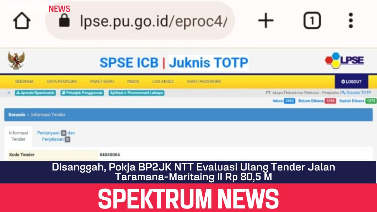 Disanggah, Pokja BP2JK NTT Evaluasi Ulang Tender Jalan Taramana-Maritaing II Rp 80,5 M